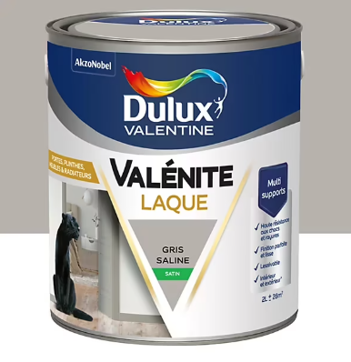 Laque Valénite Dulux Valentine Acrylique satin blanc gris saline 2L