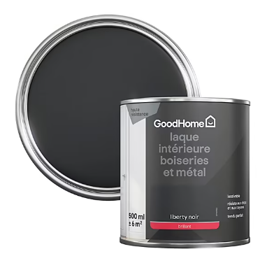 Peinture métal et bois GoodHome brillant noir 500ml