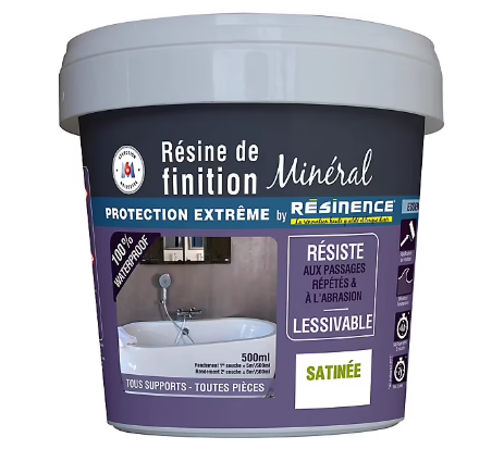 Résine de finition zone humide Résinence béton minéral satin 0,5L