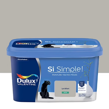 Peinture intérieure couleur Si Simple ! Dulux Valentine satin gris le béton 2.5L