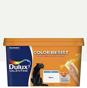 Peinture couleur murs et boiseries color resist Dulux Valentine blanc pur mat 2,5L