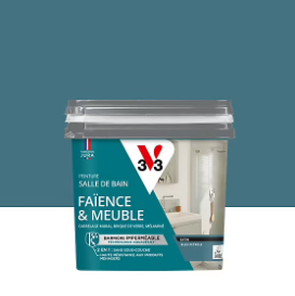 Peinture de rénovation faïence et meuble de salle de bain V33 bleu pétrole satin 750ml