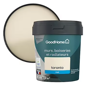 Peinture résistante murs, boiseries et métal GoodHome blanc Toronto mat 0,75L
