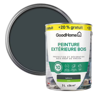 Peinture extérieure bois GoodHome RAL 7016 gris baltimore satin 2,5L + 20% gratuit