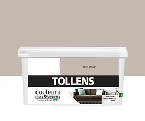 Peinture murs et boiseries Tollens beige chaud satin 2,5L