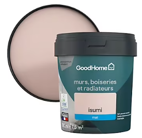 Peinture intérieure couleur murs, boiseries et radiateurs GoodHome mat isumi rose 750ml