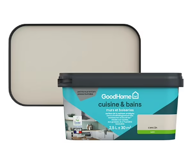Peinture cuisine et salle de bains GoodHome beige Cancún satin 2,5L