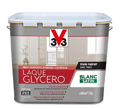 Laque glycéro multi-supports intérieur extérieur V33 satin blanc 5L
