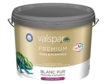 Peinture murs et plafonds Valspar premium blanc pur satin 10L