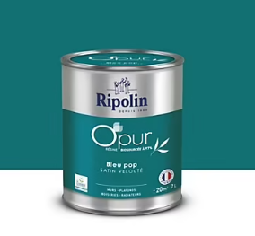 Peinture intérieure multisupport Ripolin O'pur bleu pop satin velouté 2L