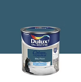 Peinture Crème de Couleur Dulux Valentine mat bleu paon 0,5L