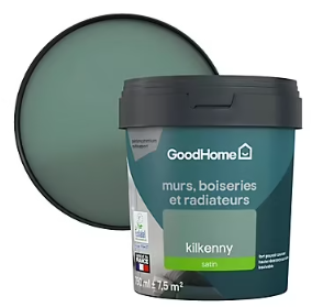 Peinture résistante murs, boiseries et métal GoodHome vert Kilkenny satin 0,75L