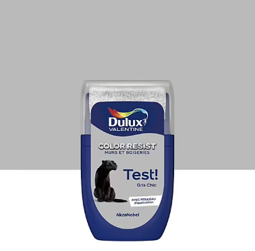 Testeur de peinture Color Resist murs et boiseries Dulux Valentine mat gris chic 30ml