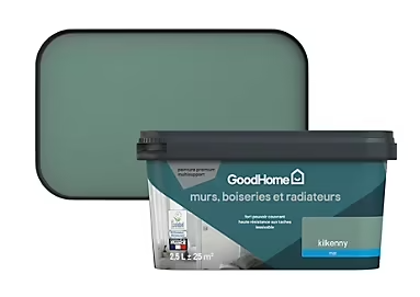 Peinture intérieure couleur murs, boiseries et radiateurs GoodHome Kilkenny mat vert 2,5L