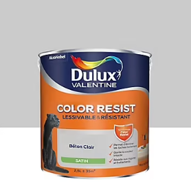 Peinture murs et boiseries Color Resist Dulux Valentine satin béton clair 2,5L