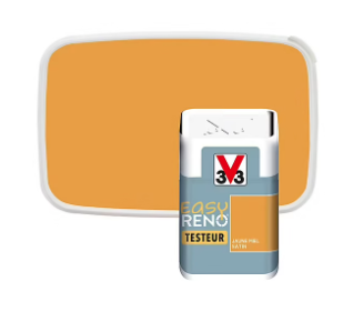 Testeur peinture de rénovation multi-supports V33 Easy Reno jaune miel satin 50ml