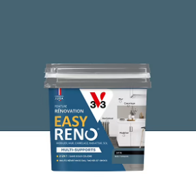 Peinture de rénovation multi-supports V33 Easy Reno bleu turquin satin 0,75L