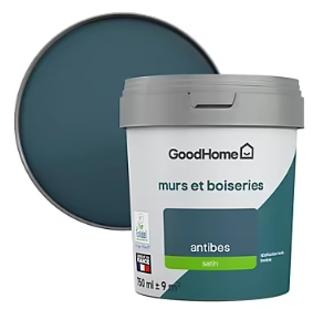 Peinture murs et boiseries GoodHome bleu Antibes satin 0,75L