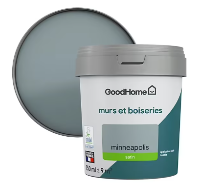 Peinture intérieure couleur murs et boiseries GoodHome Minneapolis gris satin 750ml