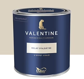 Peinture Valentine murs et boiseries Dulux Valentine effet craie blanc éclat d'albâtre 1L