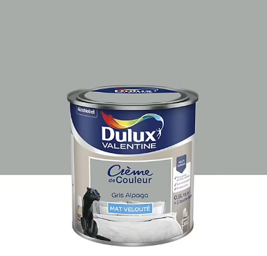 Peinture Crème de Couleur Dulux Valentine mat gris alpaga 0,5L