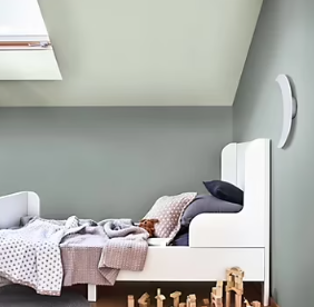 Peinture couleur murs, boiseries et radiateurs Crème de couleur Dulux Valentine gris angora satin 1,25L