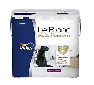Peinture murale le Blanc haute résistance blanc velours 5L Dulux Valentine