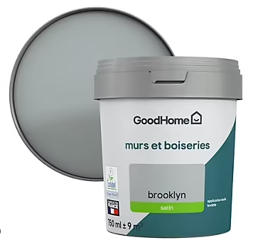 Peinture murs et boiseries GoodHome gris Brooklyn satin 0,75L
