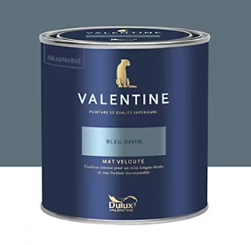 Peinture Valentine murs et boiseries Dulux Valentine bleu divin velouté mat 0,5L