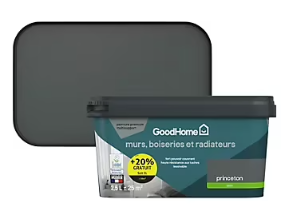 Peinture résistante murs boiseries et métal GoodHome gris Princeton satin 2,5L +20% gratuit