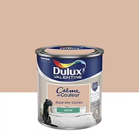 Peinture Crème de Couleur Dulux Valentine satin rose des sables 0,5L