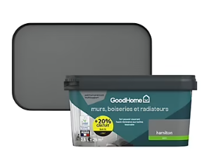 Peinture résistante murs boiseries et métal GoodHome gris Hamilton satin 2,5L +20% gratuit