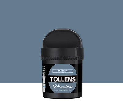Testeur peinture Tollens premium murs, boiseries et radiateurs reflets bleus mat 50ml