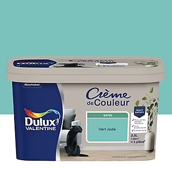 Peinture Crème De Couleur Dulux Valentine satin vert Jade 2,5L