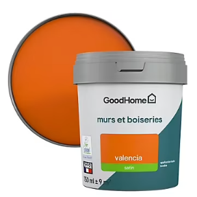 Peinture murs et boiseries GoodHome orange Valencia satin 0,75L