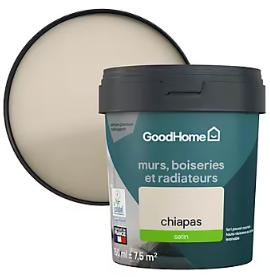 Peinture résistante murs, boiseries et métal GoodHome beige Chiapas satin 0,75L