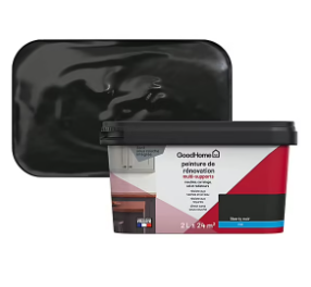 Peinture de rénovation GoodHome multi-supports mat noir Liberty noir 2L