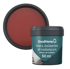 Testeur peinture résistante murs, boiseries et métal GoodHome rouge Fulham mat 50ml