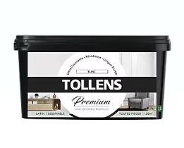 Peinture Tollens premium murs, boiseries et radiateurs blanc satin 2,5L