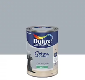 Peinture couleur murs, boiseries et radiateurs Crème de couleur Dulux Valentine gris angora satin 1,25L