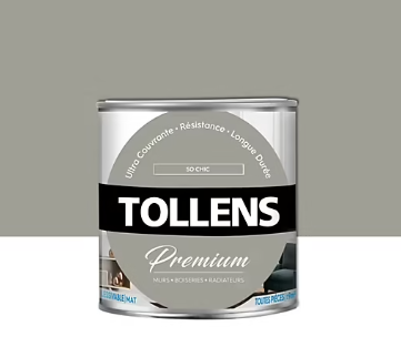 Peinture Tollens premium murs, boiseries et radiateurs so chic mat 0,75L