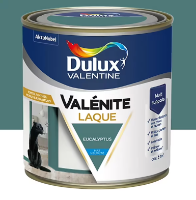 Laque acrylique Valénite Dulux Valentine vert eucalyptus velouté mat 500ml