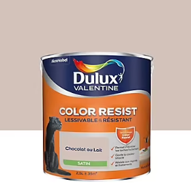 Peinture murs et boiseries Color Resist Dulux Valentine satin chocolat au lait 2,5L