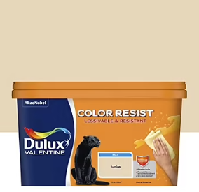 Peinture couleur murs et boiseries color resist Dulux Valentine ivoire mat 2,5L