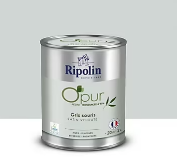 Peinture intérieure multisupport Ripolin O'pur gris souris satin velouté 2L