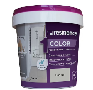 Résine colorée de rénovation multisupports Résinence Color gris pur 250ml