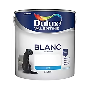 Peinture murs et plafonds phase aqueuse Dulux Valentine mat blanc 2,5L