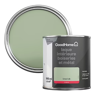 Peinture métal et bois GoodHome brillant vert Limerick 500ml