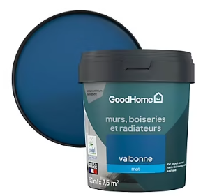 Peinture intérieure couleur murs, boiseries et radiateurs GoodHome mat valbonne bleu 750ml