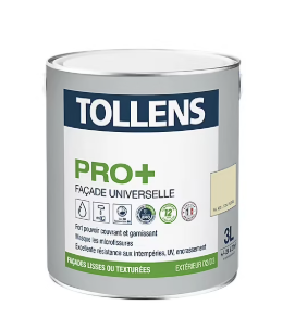 Peinture extérieure façade universelle Tollens pro+ RAL 9001 ton pierre 3L